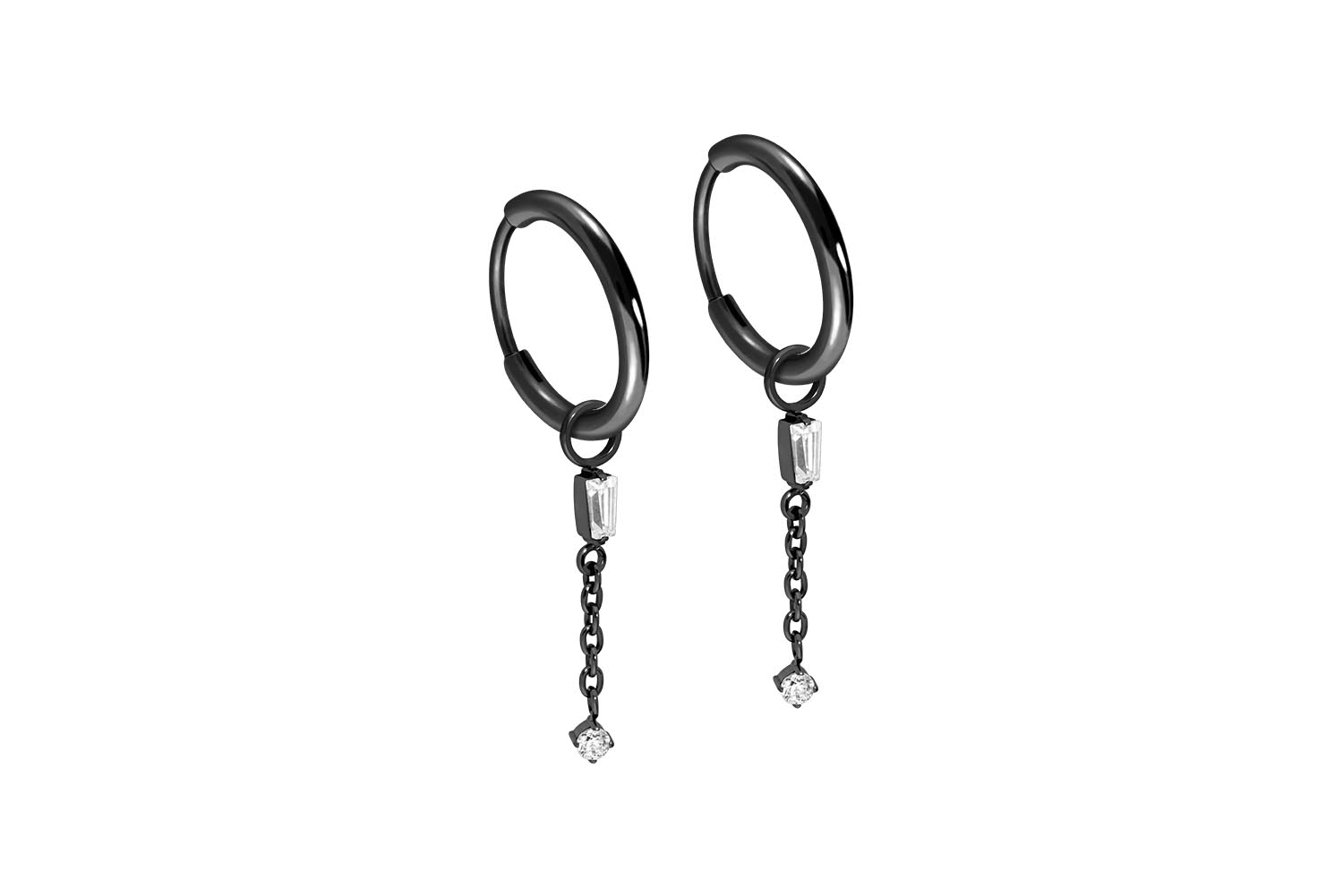 Titan Ohrclicker Creolen 2 KRISTALLE + KETTE von Piercingline